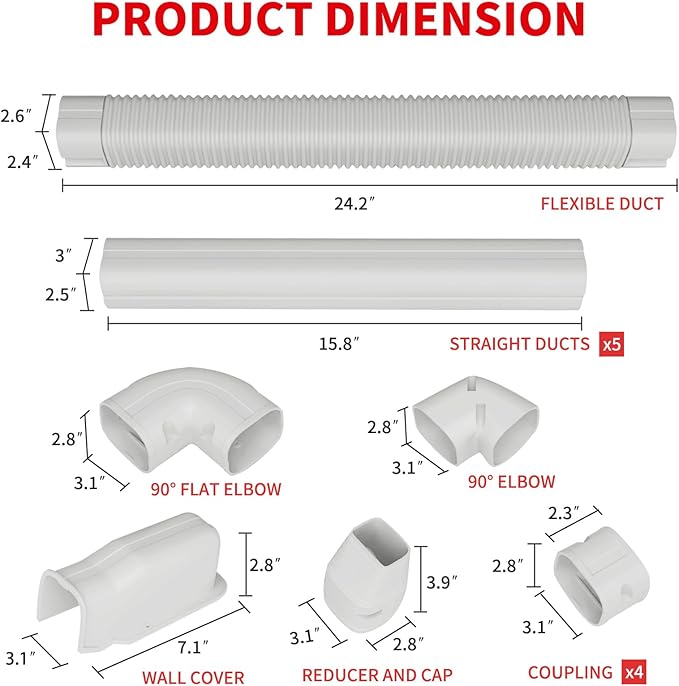 Mini Split Line Set Cover Kit,15 Pcs PVC Pipe Guard Removable Panels Copper Protection, for Minisplit and Heat Pump,6.5 Ft Decorative PVC Slim Line Cover