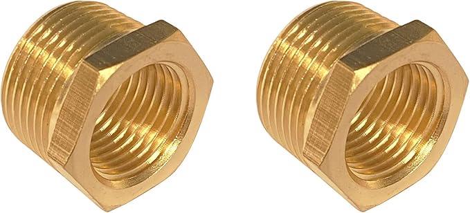 YOUHO reducer Brass Threaded Pipe Fitting Hex Bushing Adapter (5PCS, 3/4 MNTP to 1/2 FNPT)