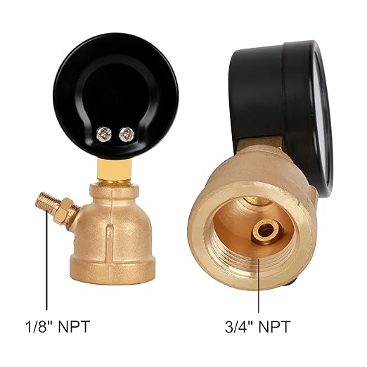 Gas Line Pressure Tester, Brass Gas Pressure Tester Gauge, 3/4" FNPT Forged Brass Assembly with Air Pressure Gauge 30psi and Air Bleeding Valve for Pressure Testing on Home Gas Line