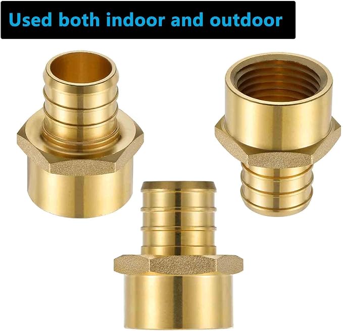 (10 Pack) Lidertik 3/4 PEX to 1/2 NPT Female Adapter, 3/4" PEX F1807 to 1/2" NPT Female Threaded Adapter Brass