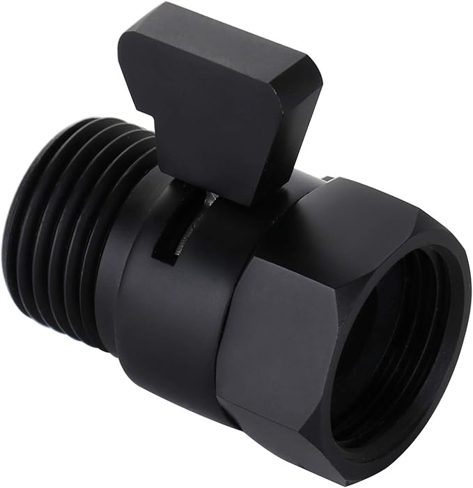 Tenfe Water Flow Control Valve, Brass Shut Off Valve Adjust Water Volume Regulator for Hand Held Shower Head & Bidet Sprayer, Matte Black Water Saver G1/2 Standard Connection