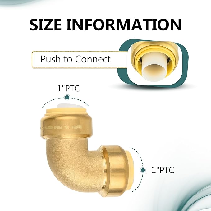 (Pack of 100) Niikappu 1 Inch x 1 Inch Elbow Brass Fitting, Push to Connect Brass Plumbing Fitting, PEX, Copper, CPVC, PE-RT Pipes