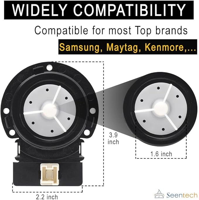 DC31-00054A Washer Drain Pump by Seentech - Compatible Samsung Washing Machines - Replaces Part Numbers AP4202690, 1534541, DC31-00016A, PS4204638