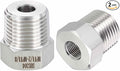 2 Pack 304 Stainless Steel Pipe Fittings, 1/2" MNPT to 1/8" FNPT Hex Bushing Reducer, Hose Tube Threaded Adapters for Air, Oil, LP, Gas