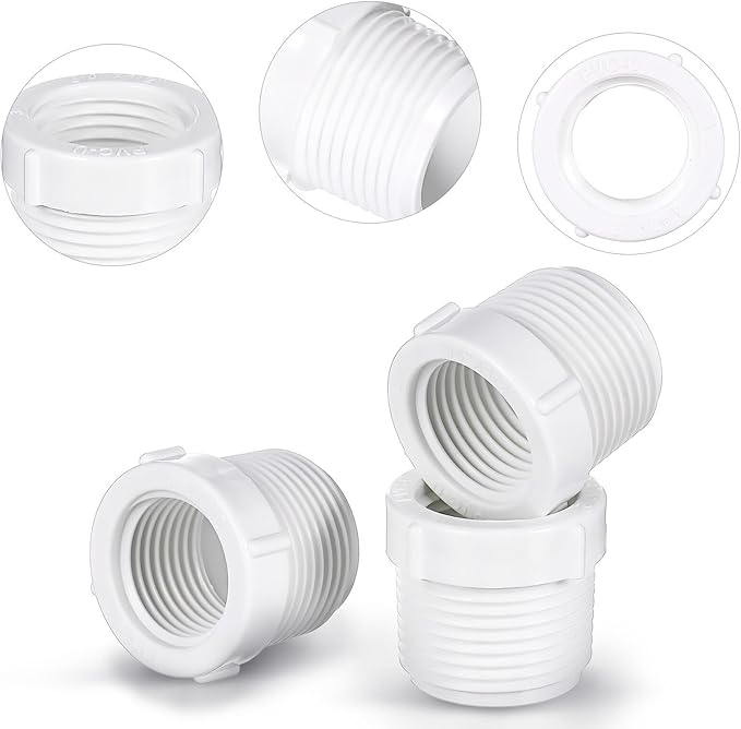 VILLCASE 10pcs PVC Threaded Reducer Coupling Male to Female Adapter Water Supply Line Connector Plumbing Fittings for Indoor Outdoor Use Easy Installation Leak-resistant