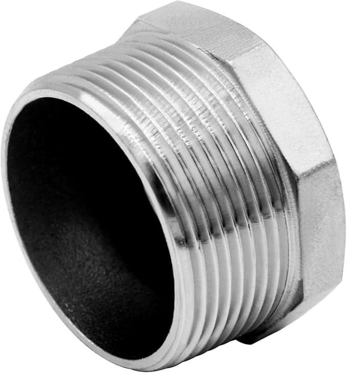 Stainless Steel 1-1/2" NPT Male to 3/4" NPT Female Reducer Hex Bushing Pipe Fitting Adapter (Pack of 2)