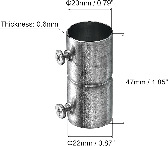 uxcell EMT Coupling, 20mm(13/16 inch) EMT Set Screw Coupling Conduit Fittings 47mm Length Electrical Conduit Pipe Connector 0.6mm Wall Thick, 10 Pack