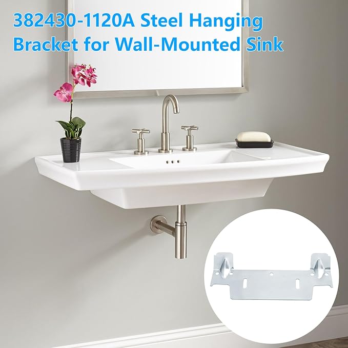 382430-1120A Steel Hanging Bracket for Wall-Mounted Sink, Featuring Multiple Holes for Securing The Threaded Stud Backplate（2 Pack）
