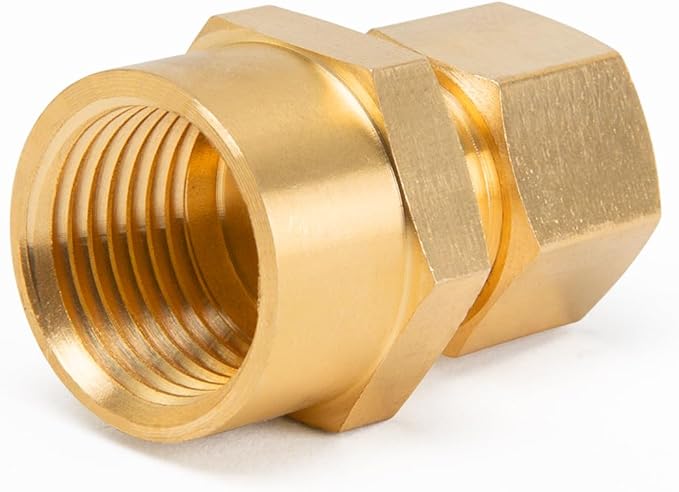 ChillWaves Brass Compression Tube Fitting, 3/8" OD x 3/8" NPT Female Compression Union Connector(10-PACK)