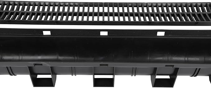 6 Pack Trench Drain System, Channel Drain with Plastic Grate, Driveway Drainage Channel Systems,Channel Drain Pipe Outdoor Trench Drainage System,5.9X5.1X39 Inch