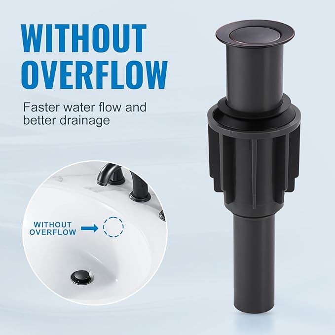 ALEASHA Pop Up Sink Drain Without Overflow, Bathroom Sink Drain Vessel Sink Stopper Pop Up Sink Drain Stopper, Pop Up Drain for Bathroom Sink Drain Strainer for Hair Catcher,Oil Rubbed Bronze