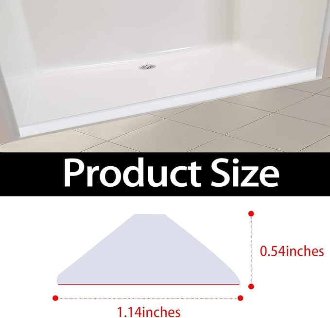 Raycity Collapsible Shower Threshold Water Dam Barrier,Shower Door and Kitchen Water Strip Dam Shower Guard for Dry And Wet Separation Caulk Seal Strip Edge Trim(67Inches/White)