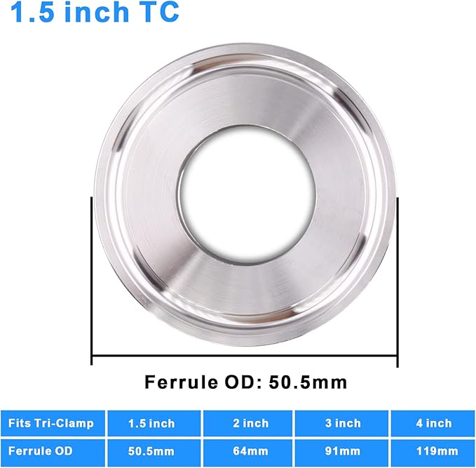 DERNORD 1.5''Tri clamp Adapter to 1/4 inch MNPT Thread Ferrule Sanitary Pipe Fitting