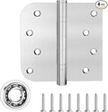 Hinge, Ball Bearing Door Hinges, 4 x 4 Inch Door Hinges, 4 Pack Heavy Duty Stainless Steel Hinges with Square Rounded 5/8-Inch Radius Corners, Smooth and Quiet, Non Removable Pin, Brushed Nickel