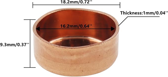 Copper Pipe Cap,TTZEZE Copper End Cap,Certified Safe Pressure Copper Cap Plug,Solid Sweat Solder Connection,Pure Copper Plumbing Cap for Plumbing HVAC Air Conditioner 16mm/0.63'' 10PCS