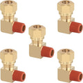 5PCS 1/4" Nylon Tubing Brass Union Fitting Brass 90 Degree Union Elbow Joint DOT Approved 1/4" Tube OD x 1/8" NPT Thread Air Brake Line Adapter Air Suspension Kit for Car Truck Trailers