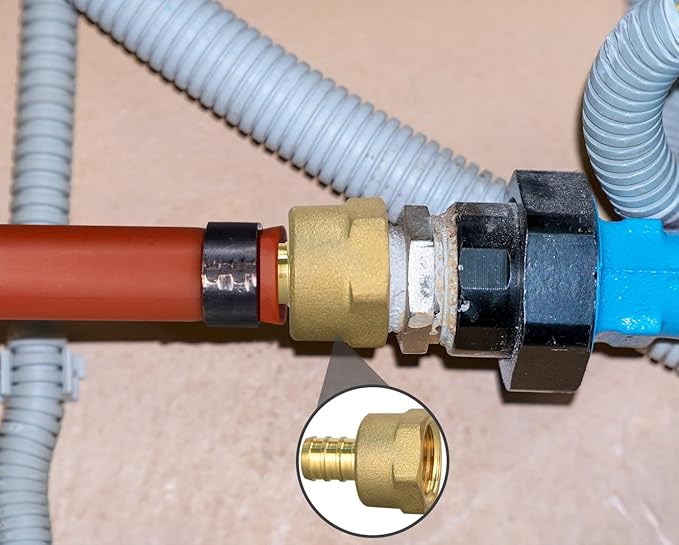 20 Pack PEX 1/2" x 1/2" NPT Female Fittings, 1/2" x 1/2" NPT Female Threaded Adapter Crimp Fitting, Brass, Full Port for PEX pipes in plumbing jobs