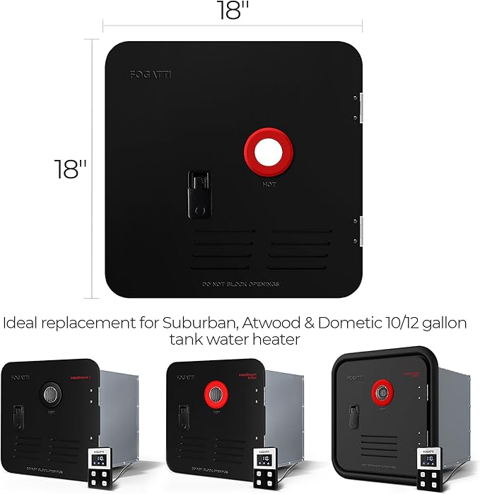 FOGATTI 18 x 18 Inches RV Water Heater Black Door ONLY. Door kit for FOGATTI RV Water Heaters, Galvanized Steel