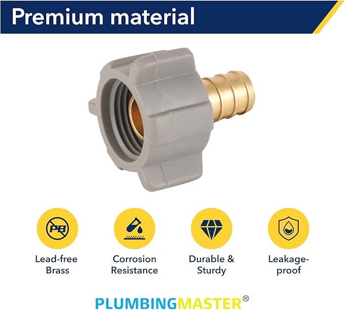 Pipe Fitting - 1/2" Pex 1/2" Female NPT Swivel Adapter Barb Crimp Fitting, Anti-Corrosion, No Lead, 5 Year Warranty, (PEX1807202-2PCS)
