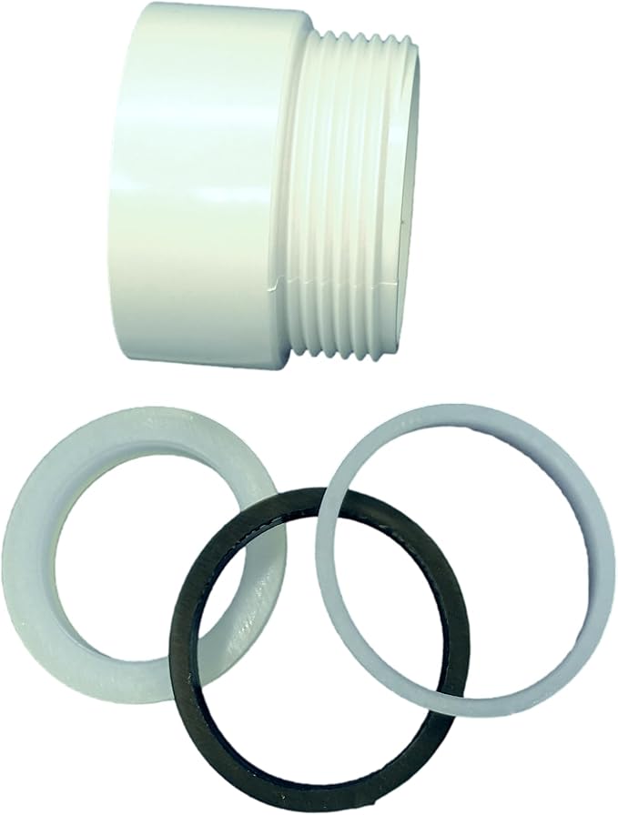 1-1/2" PVC Male x Hub Tubular Drain Trap Adapter with 1-1/2" x 1-1/4" and 1-1/2 SJ poly washer and TUUBER 1-1/2-in TPE flexible washer (1-PACK, 1, Pack)