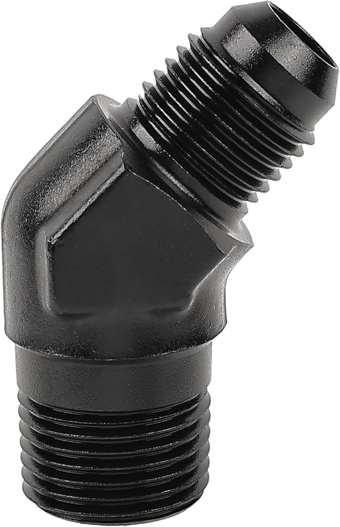 EVIL ENERGY 6AN Male Flare to 3/8" NPT Pipe 45 Degree Fitting Adapter Aluminum Black