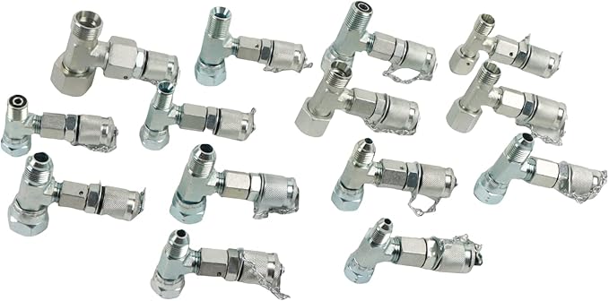 SINOCMP 14Pcs Tee Fittings Hydrulic Presure Test Connector Set Coupling for Construction Machinery Excavator