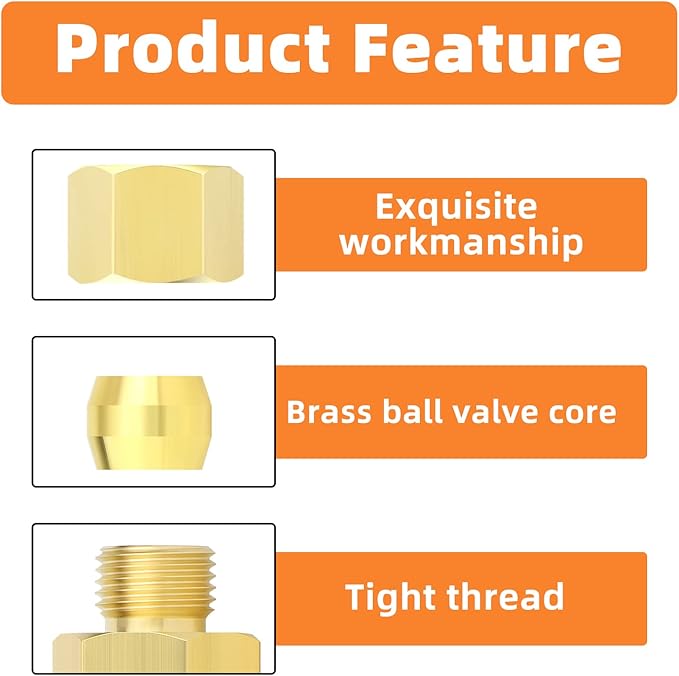 GASHER 10PCS Brass Compression Tube Pipe Fitting Connector, 1/4" Tube OD x 1/4" NPT Female Connector