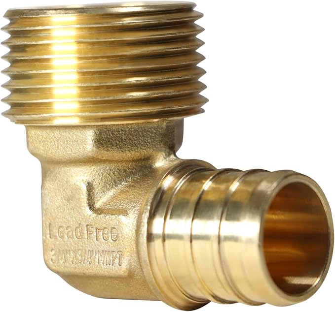 XFITTING 5 Pcs Barb Crimp 3/4 Inch Pex Male Elbow, 3/4 Inch Pex Male Threaded Elbow