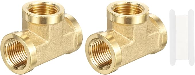 PATIKIL Brass Tee Fitting, 1Pcs 3/8" x 3/8" x 3/8" NPT Female Pipe 3 Way Forged Brass Barstock Street Tee Pipe Fittings for Water Gas Refrigeration