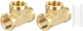 PATIKIL Brass Tee Fitting, 1Pcs 3/8" x 3/8" x 3/8" NPT Female Pipe 3 Way Forged Brass Barstock Street Tee Pipe Fittings for Water Gas Refrigeration