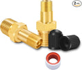 GODESON 1/8" NPT Tank Valve, Anti-Corrosion Brass Schrader Valve with 1/8" Male NPT and Caps, Air valve Using with Air Compressor Tanks (Pack of 2)