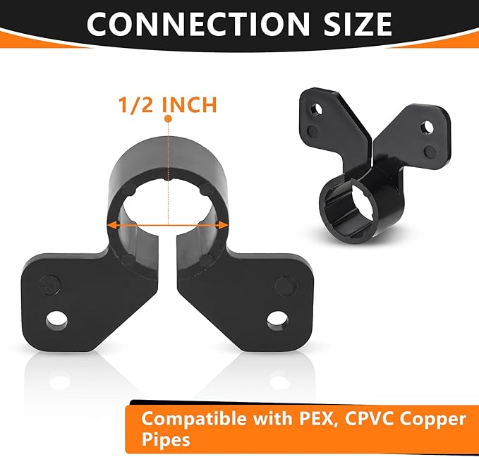100-Pack HeSun 1/2" PEX Suspension Pipe Clamps, Black Butterfly Style, Fit for PEX, Copper, CPVC Pipe