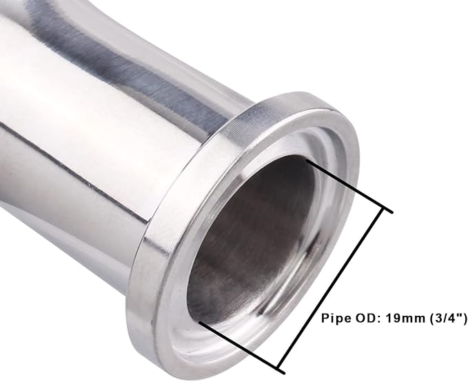 DERNORD Sanitary Fitting Reducer Fitting SUS304 Tri Clamp Ferrule Style 1.5" Tube OD to 3/4" Tube OD