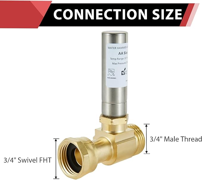 (Pack of 4) EFIELD S-241 Straight Stainless Steel Water Hammer Arrestor For Washing Machine, 3/4 Inch Swivel FHT x 3/4 Inch MHT,(HAMMER020-4PCS)