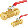30-PCs HeSun Push Fit Ball Valve, 1/2-Inch Push-to-Connect Full Port Shut-off Valve for Hot and Cold Water,with 1 Disconnect Clip, PEX,Copper,CPVC, Red(PF-VALVE046-30)