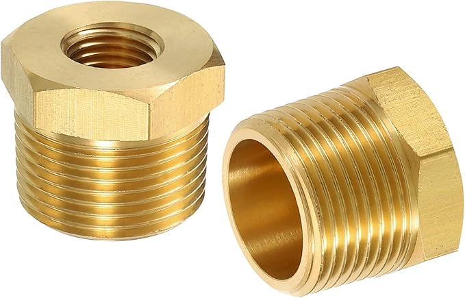 uxcell 1Pcs 3/4 BSPT Male x 1/4 NPT Female Brass Reducer Hex Bushing Threaded Pipe Fitting, Brass Threaded Pipe Fitting Adapter for Water, Gas, Oil Pipeline Systems