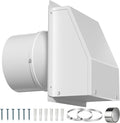 6 inch Wall Vent, Galvanized Steel Hooded Wall Vent with Damper & Screen, Outdoor Exterior Air Vent Cover, External Extractor Wall Vent Hood for House Kitchen Range HVAC Duct Dryer Ventilation