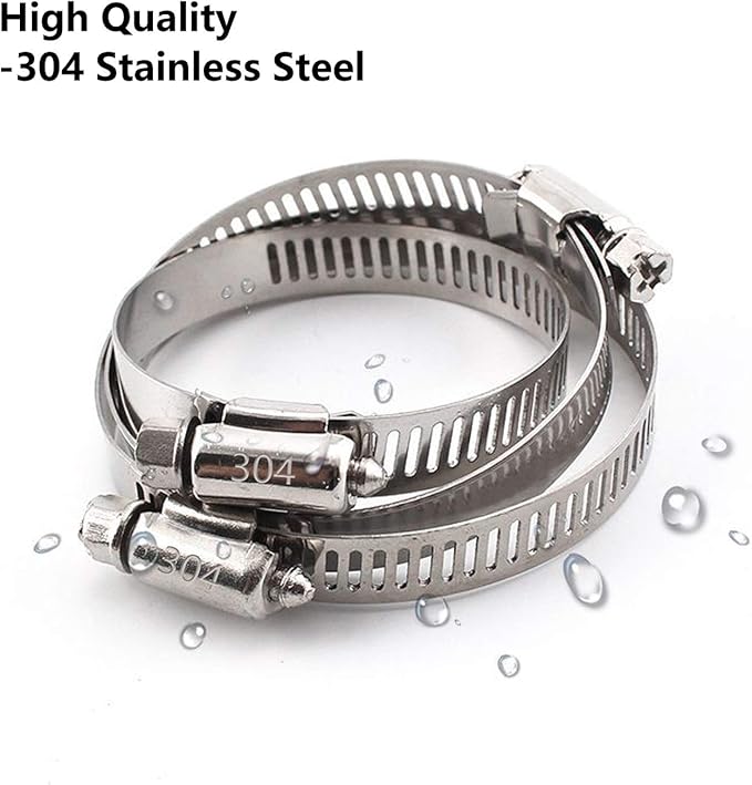 Hose Clamp, 2 Inch Stainless Steel Worm Gear fuel line clamps for Water Pipe, Automotive and Mechanical Application, 40-63mm (10 Pack)