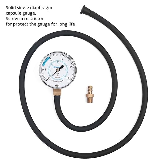 MEASUREMAN Natural Gas or LP Gas Manifold Pressure Test Kit, 0-10 "W.C., 1/4" NPT, 40" Length Hose