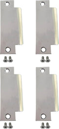 QCAA Steel Filler Plate for ANSI Strike, T-Shape Strike, Cylindrical Lock Prep, 4-7/8" x 1-1/4", Nickel, 4 Pack, Made in Taiwan