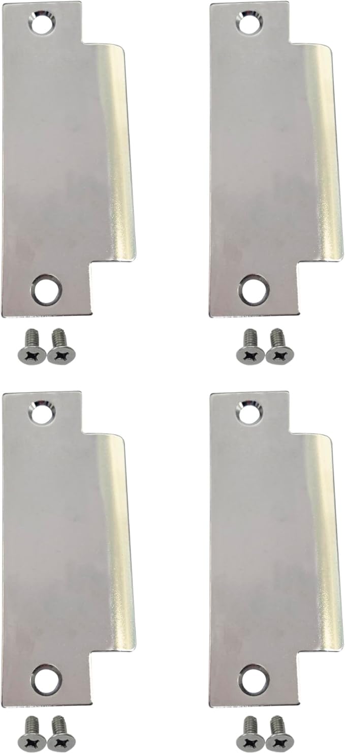 QCAA Steel Filler Plate for ANSI Strike, T-Shape Strike, Cylindrical Lock Prep, 4-7/8" x 1-1/4", Nickel, 4 Pack, Made in Taiwan