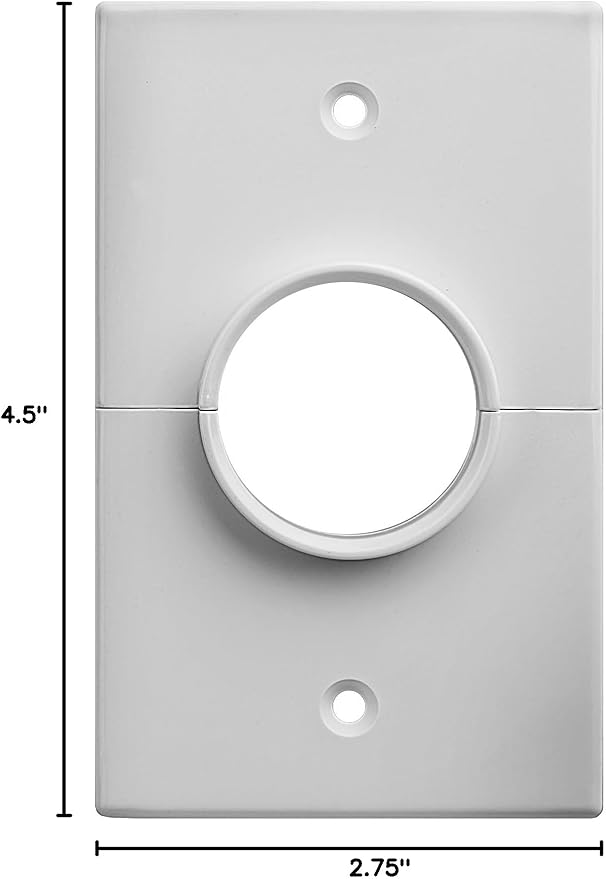 OSD Audio Split Single Gang Wall Plate With 1-3/8" Hole, White (1-Pack)
