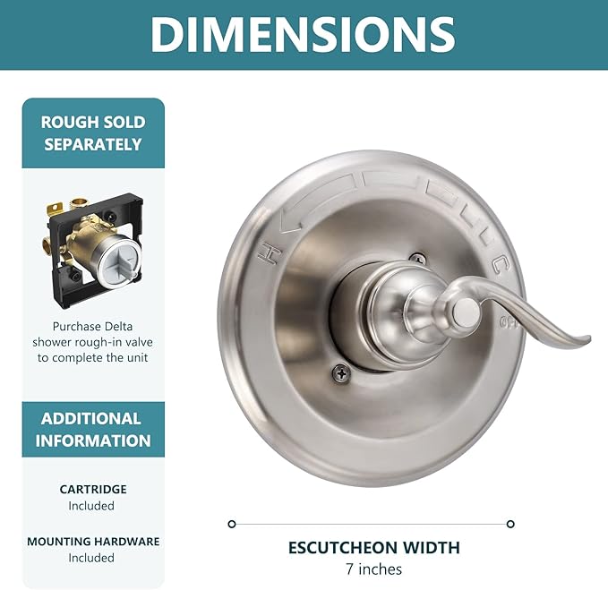 Pressure-Balancing Valve Trim Replacement for D 14 Series, Brushed Nickel