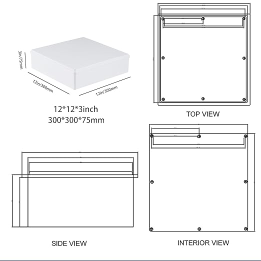 2 Pack 12" x 12" x 3" PVC Plastic Dustproof Waterproof Box IP65 Junction Boxes Project Junction Conduit Box for Electrical Enclosure
