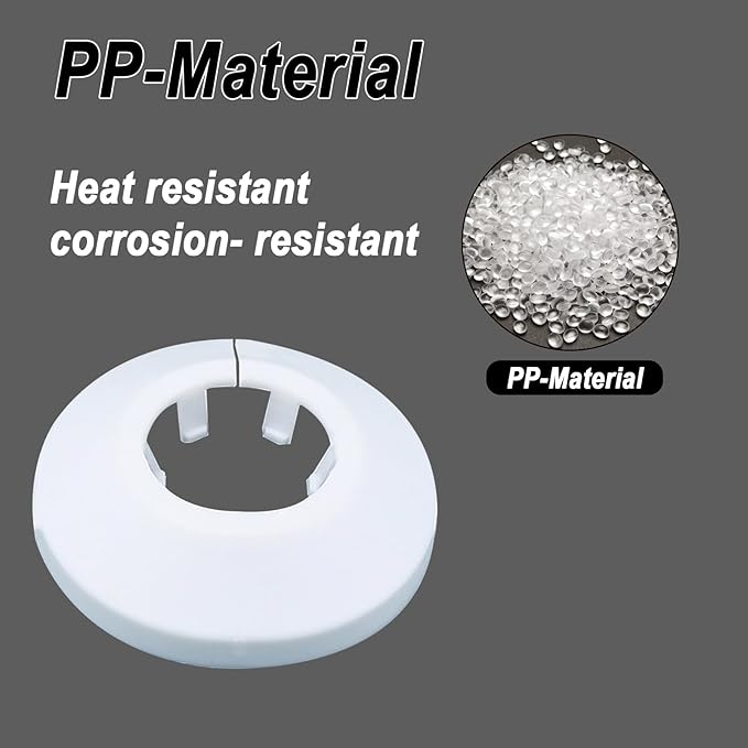 20mm Pipe Cover Decoration; Fit 0.79" Outer Diameter Pipe/Hole; White PP Plastic Escutcheon Collar; Snap-on Water Escutcheon Plate for Bathroom Kitchen Wall Tube Decor 1Pc