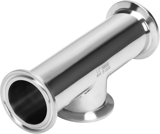 DERNORD 1.5 Inch Tri Clamp Tee 3 Way Instrument Tee Fittings Stainless Steel 304,38mm Pipe OD for Brewing System