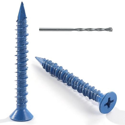 3/16x2-1/4 Inch 70PCS Flat Head Concrete Screws, Screws Anchor with Drill Bit,for Masonry, Block, Brick, Cement, Stucco, No Pre Drilling, Diamond Point