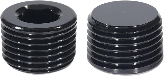 1/2 NPT Male Thread Allen Head Socket Pipe Plug Fitting Aluminum Black（2pcs）