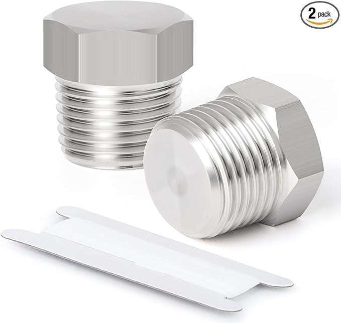 TAISHER 2PCS Stainless Steel Outer Hex Thread Socket Pipe Plug Fitting 1-1/2" NPT Male