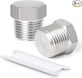TAISHER 2PCS Stainless Steel Outer Hex Thread Socket Pipe Plug Fitting 1" NPT Male